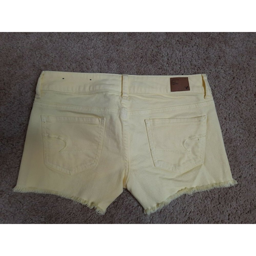 AMERICAN EAGLE 4 Yellow Cut Off Jean Shorts - Picture 9 of 12